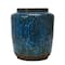 9&#x22; Distressed Blue Debossed Terracotta Vase